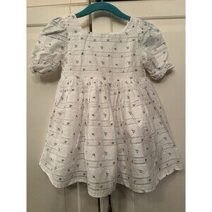 Janie and Jack Dress‎ Girls 12-18 Month White Dobby Short Sleeve